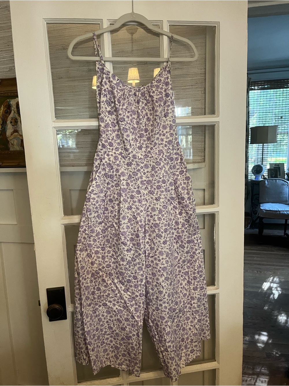 Gal Meets Glam Lavender Floral Spaghetti-Strap Jumpsuit
